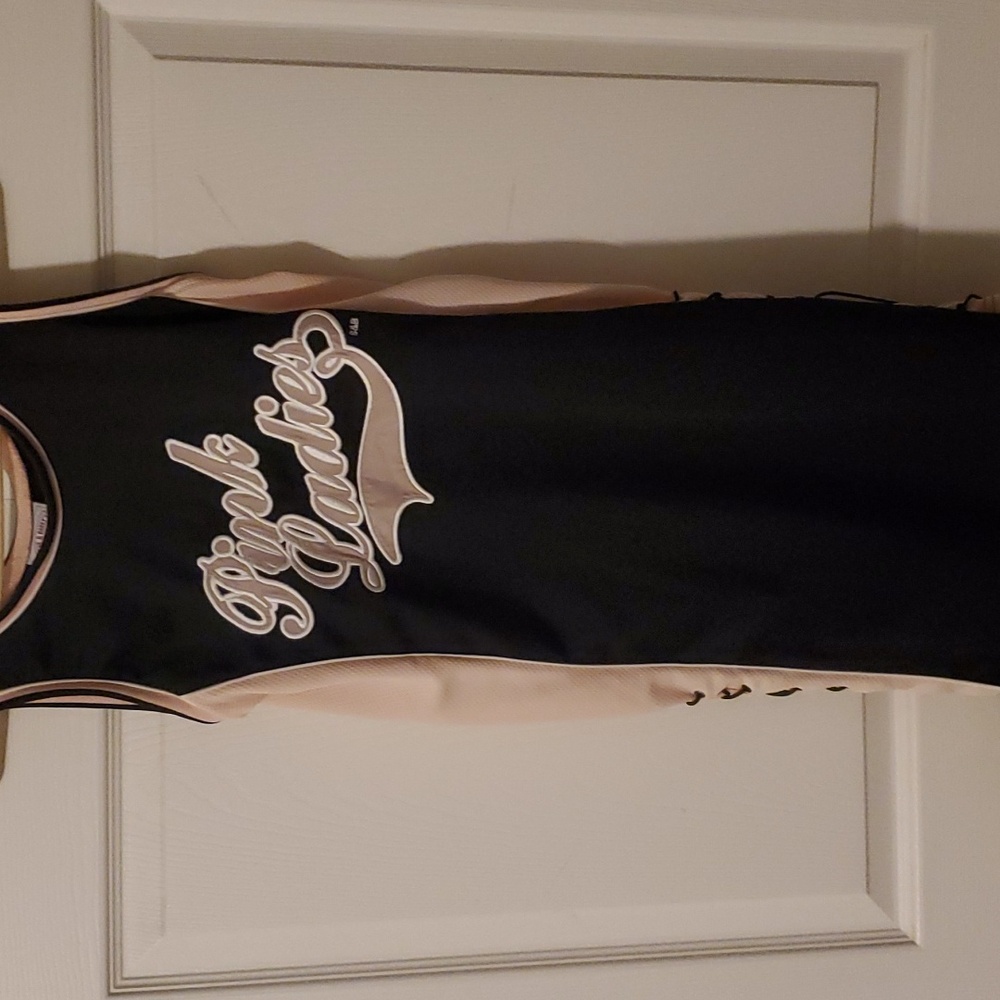 Steve & Barrys Pink Lady athletic knit top dress in black pink